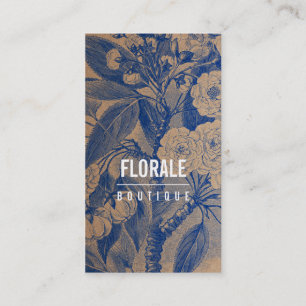 Moderne braune Papier schick Vintage Blume blau Fa Visitenkarte