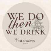 Moderne braune Personalisierte Cocktailstunde Hoch Runder Pappuntersetzer (Vorderseite)