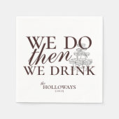 Moderne braune Personalisierte Cocktailstunde Hoch Serviette (Vorderseite)