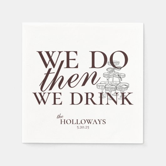 Moderne braune Personalisierte Cocktailstunde Hoch Serviette (Vorderseite)