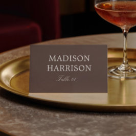 Moderne braune Platzkarte für Hochzeiten zum Selbe