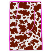 Moderne braune rosa Kuhhaut Textur Tierdruck Mittlere Geschenktüte (Vorderseite)