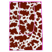 Moderne braune rosa Kuhhaut Textur Tierdruck Mittlere Geschenktüte (Rückseite)