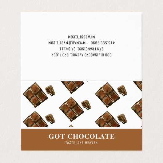 Moderne braune Schokolade Berufliche Karte (Außenseite Aufgefaltet)