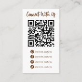 Moderne braune soziale Medien Foto Grid QR-Code Visitenkarte (Rückseite)