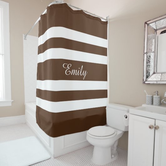 Moderne braune Streifen Duschvorhang (Beispiel)