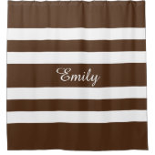 Moderne braune Streifen Duschvorhang (Vorderseite)