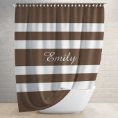 Moderne braune Streifen Duschvorhang
