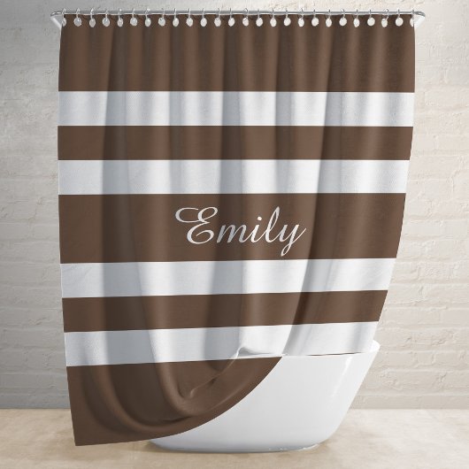 Moderne braune Streifen Duschvorhang