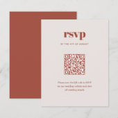 Moderne braune trendige Mix-Match-Hochzeits-QR-Cod RSVP Karte (Vorne/Hinten)