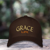 Moderne braune Typografie Grace Life Monogram Bestickte Baseballkappe