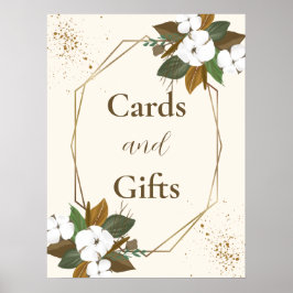 Moderne braune und cremefarbene Blumenkarten und G Poster