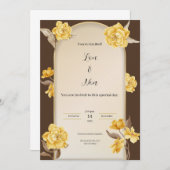 Moderne braune und gelbe Hochzeitsfeier Einladung (Vorne/Hinten)