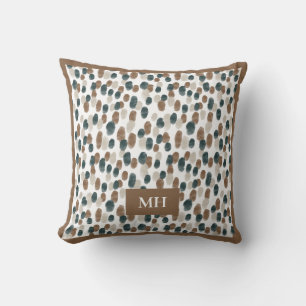 Moderne braune und weiße Musterinitialen Monogramm Kissen