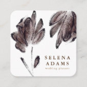 Moderne braune Wasserfarbe Floral Stilvoll Quadratische Visitenkarte (Vorderseite)