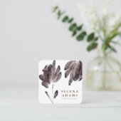 Moderne braune Wasserfarbe Floral Stilvoll Quadratische Visitenkarte (Stehend Vorderseite)