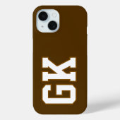Moderne braune weiße Monogramm-Initialen Case-Mate iPhone Hülle (Rückseite)