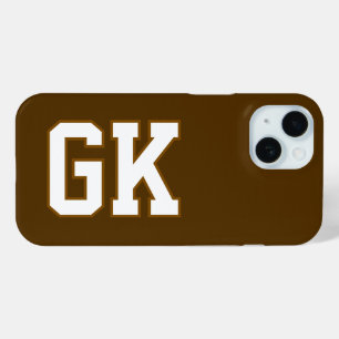 Moderne braune weiße Monogramm-Initialen Case-Mate iPhone Hülle