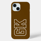 Moderne braune weiße Varsity-Monogramm-Initialen Case-Mate iPhone Hülle (Rückseite)
