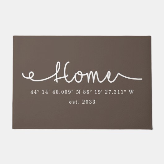 Moderne braune Zuhause GPS-Koordinaten Fußmatte (Vorderseite)
