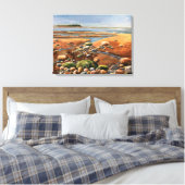 Moderne Braunen/Grüntöne Seeanstrich Leinwanddruck (Insitu (Schlafzimmer))