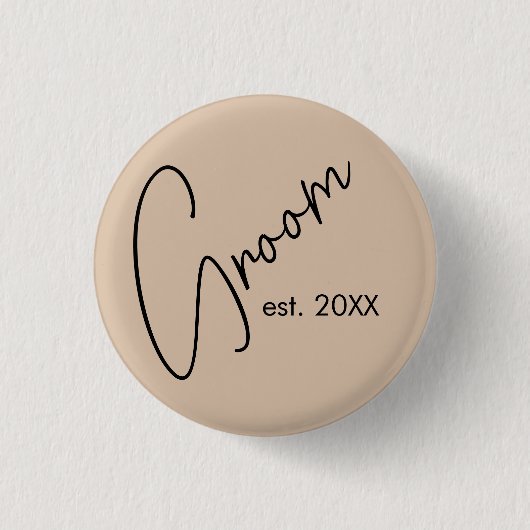 Moderne Braut | Beige + Black Schrift Button (Vorderseite)