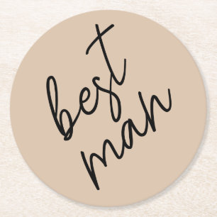 Moderne Braut   Beige + schwarze Schrift Runder Pappuntersetzer