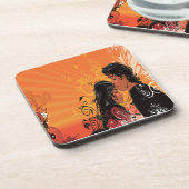 Moderne Braut & Bräutigam Sunset Getränkeuntersetzer (Linke Seite)