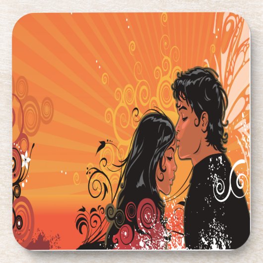 Moderne Braut & Bräutigam Sunset Getränkeuntersetzer (Vorderseite)