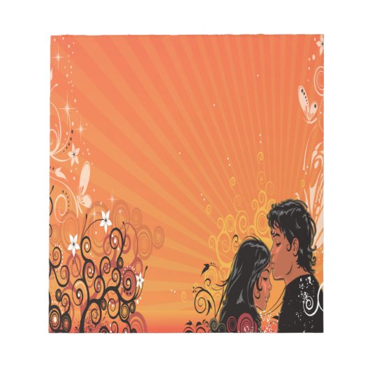 Moderne Braut & Bräutigam Sunset Notizblock (Vorderseite)