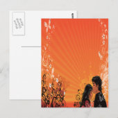Moderne Braut & Bräutigam Sunset Postkarte (Vorne/Hinten)