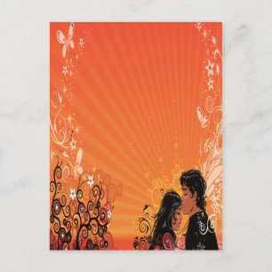 Moderne Braut & Bräutigam Sunset Postkarte