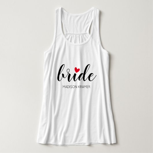 Moderne Braut-Kalligrafie mit Herz Tank Top (Design Vorderseite)