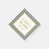 Moderne Braut und Bräuche in Grau-Gelb Serviette (Ecke)