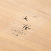 Moderne Braut- und Bräutigskripte Acryleinladungen (Ablage )