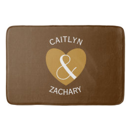 Moderne Braut und Groom Gold Herz Kurven Text Z05 Badematte