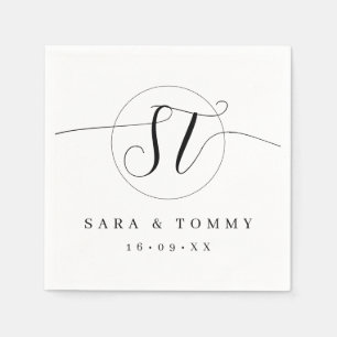Moderne Braut und Groom Monogram Stilvolle Hochzei Serviette