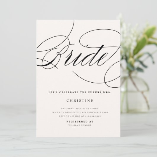 Moderne Braut-zukünftige Frau Brautparty-Einladung Einladung (Stehend Vorderseite)