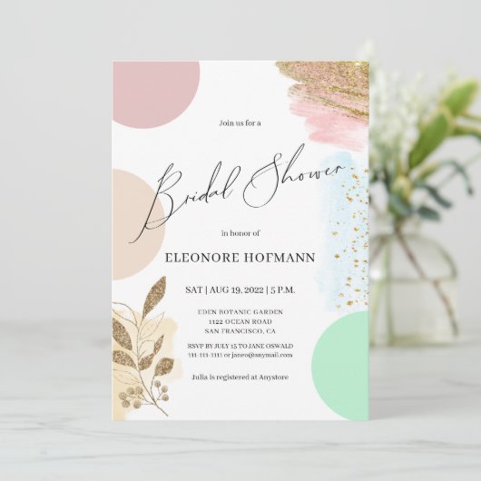 Moderne Brautdusche Einladung (Stehend Vorderseite)