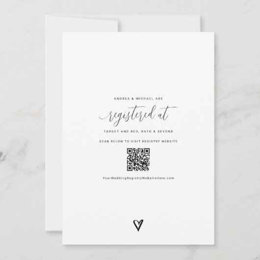 Moderne Brautdusche Einladung mit QR-Code (Rückseite)