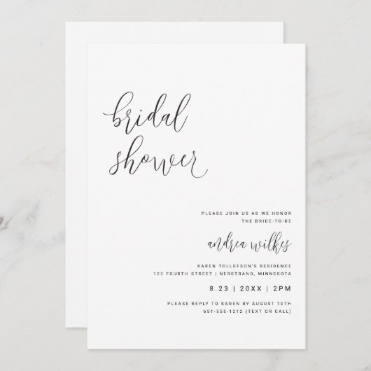 Moderne Brautdusche Einladung mit QR-Code (Vorne/Hinten)