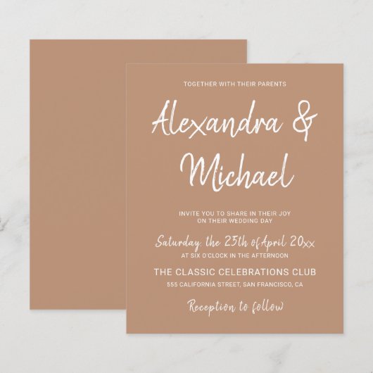 Moderne Brauteinladung (Vorne/Hinten)