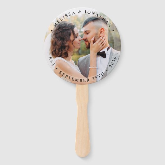 Moderne Brautgroom Einfaches Foto Hochzeit Fächer (Rückseite)