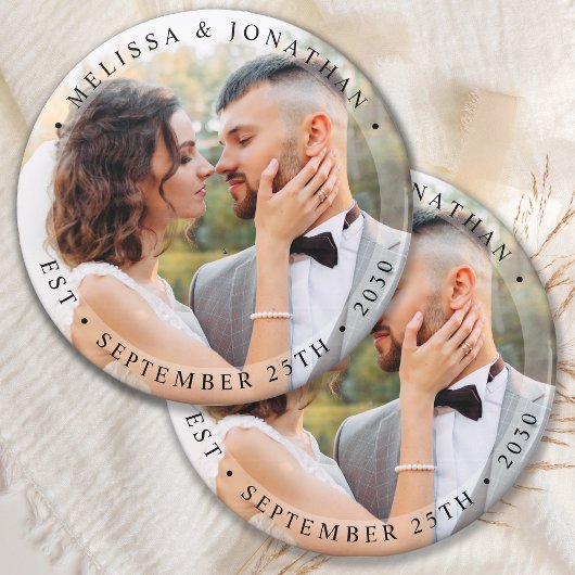 Moderne Brautgroom Einfaches Foto Hochzeit Magnet