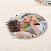 Moderne Brautgroom Einfaches Foto Hochzeit Runder Pappuntersetzer (Angewinkelt)