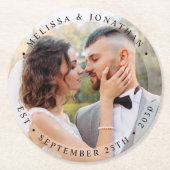 Moderne Brautgroom Einfaches Foto Hochzeit Runder Pappuntersetzer (Vorderseite)