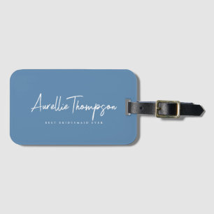 Moderne Brautjungfer Braut Hochzeit Dusty Blue Gepäckanhänger