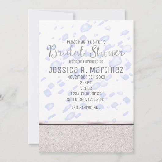 Moderne Brautparty Blauer Regen Einladungen (Vorderseite)