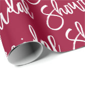 Moderne BRAUTPARTY-BURGUNDER-Skriptkalligraphie Geschenkpapier (Rolleneckpunkt)