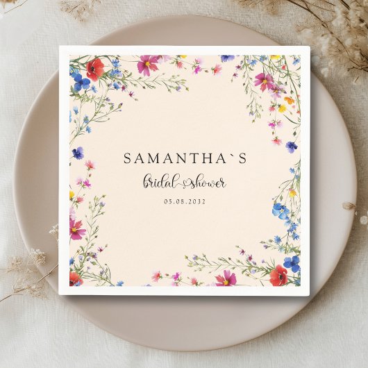 Moderne Brautparty mit Wildblumen Serviette